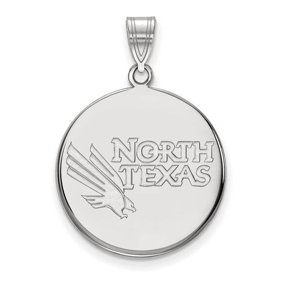 14k White Gold North Texas Large Disc Pendant - Picture 1 of 3